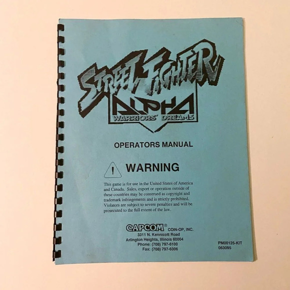 Vintage 1995 Street Fighter  Alpha Warriors Dream Capcom Arcade Game Manual - Picture 1 of 9